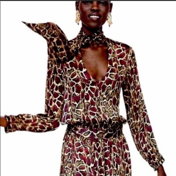 Zara Leopard Print Blouse - Red and Brown - Picture 1 of 11